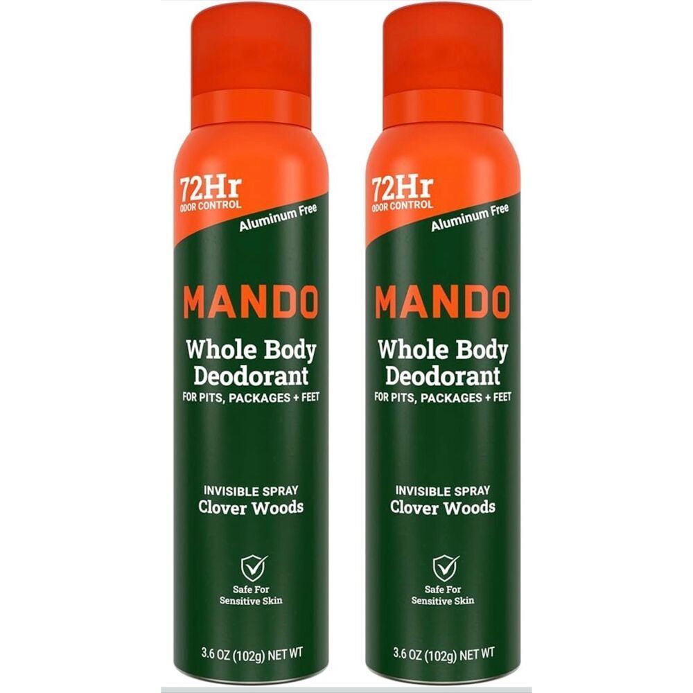 Mando Whole Body Deodorant For Men - Invisible Spray - Clover Woods two pack